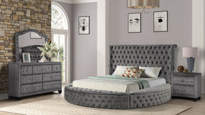 HAZEL Queen 4 Pc Tufted Upholstery Bedroom Set Made with Wood In Gray(CA INVENTORY) - sold by Home Elegance USA