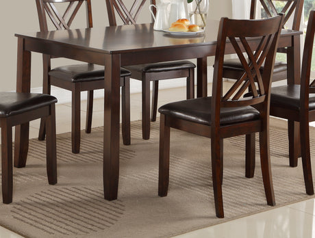 7-Pc Dinette Set Brown Espresso Finish Rectangular Table PU Upholstered Chairs Transitional Dining Room Wooden Dining Set Furniture - sold by Home Elegance USA