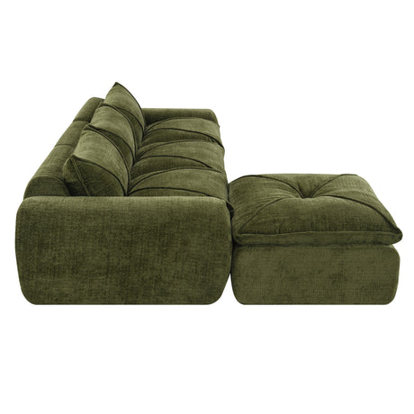 116'' Fully Compressed Sofa with High Density Foam, Integrated Backrest&Seat Cushion, Decorative Edging, Legless Design without Frame, No Assembly Required, Free Combination, Particle Chenille - sold by Home Elegance USA