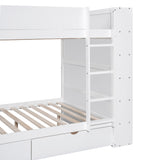 Full over Full Bunk Bed With 2 Drawers and Multi-layer Cabinet, White - Home Elegance USA