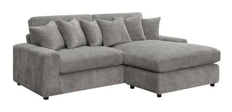 Tavia Gray Corduroy Reversible Sectional Sofa W/6 Pillows - sold by Home Elegance USA