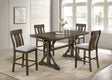 5pc Counter Height Dining Set Beautifully Crafted Dining Table Robust Trestle Base Upholstered Chair Rich Wood Finish Natural Charm Dining Room Furniture Rustic Brown - sold by Home Elegance USA