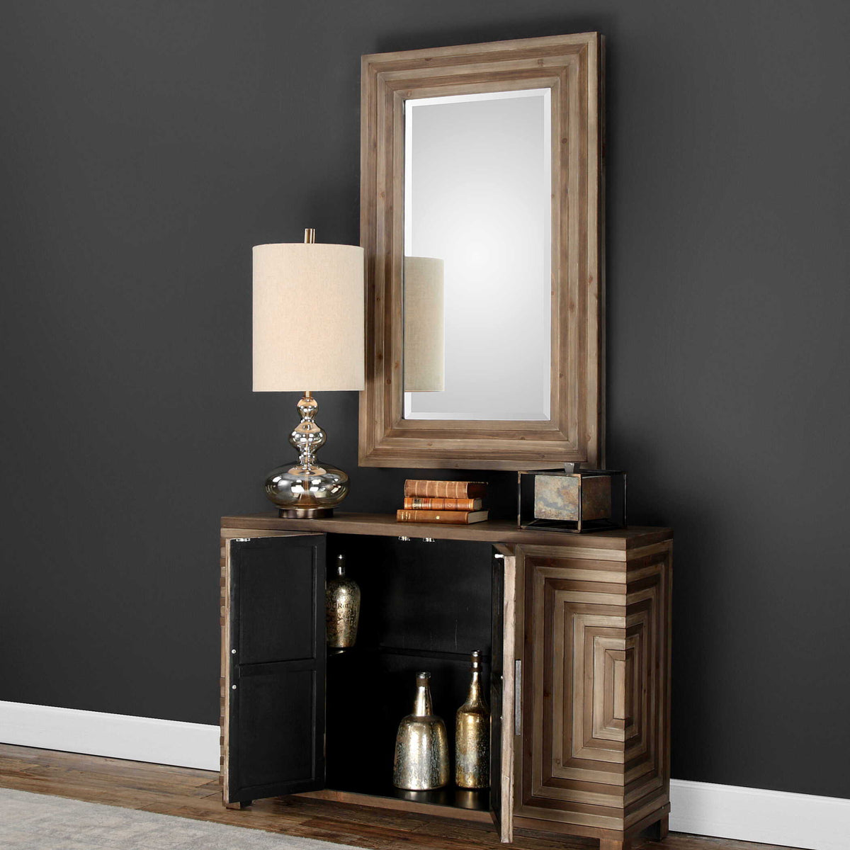 Layton Geometric Console Cabinet - Light Brown by Uttermost - View 4