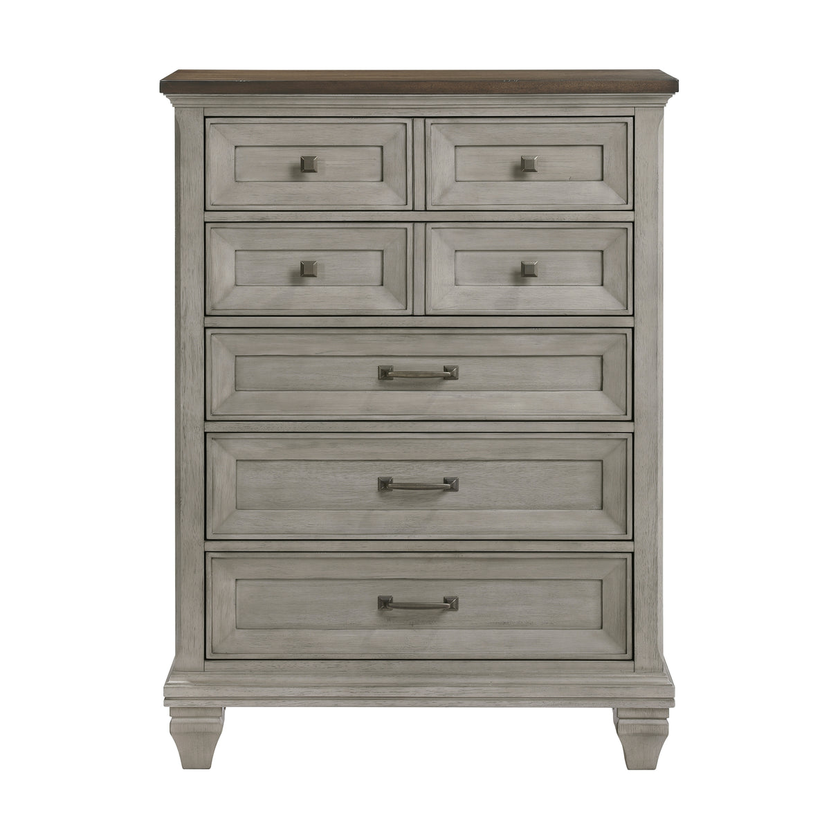 Five Drawers Chest Antique Gray and Brown Finish Bedroom Furniture 1pc