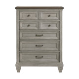 Five Drawers Chest Antique Gray and Brown Finish Bedroom Furniture 1pc