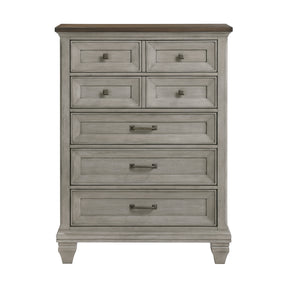 Five Drawers Chest Antique Gray and Brown Finish Bedroom Furniture 1pc