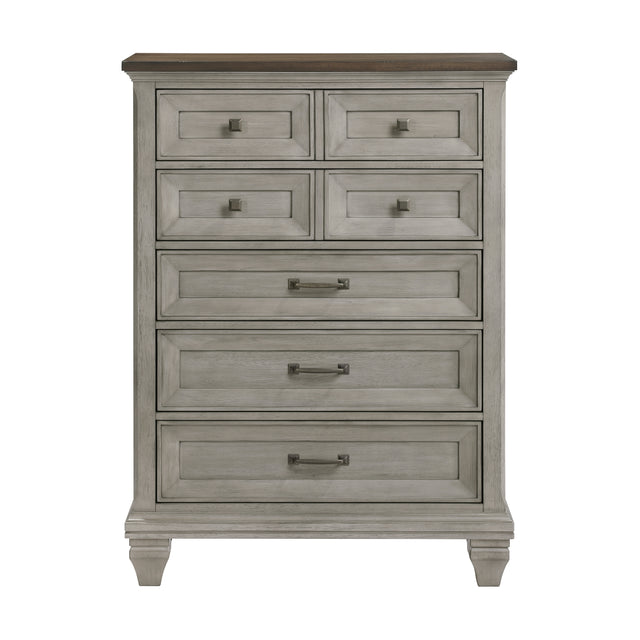 Five Drawers Chest Antique Gray and Brown Finish Bedroom Furniture 1pc