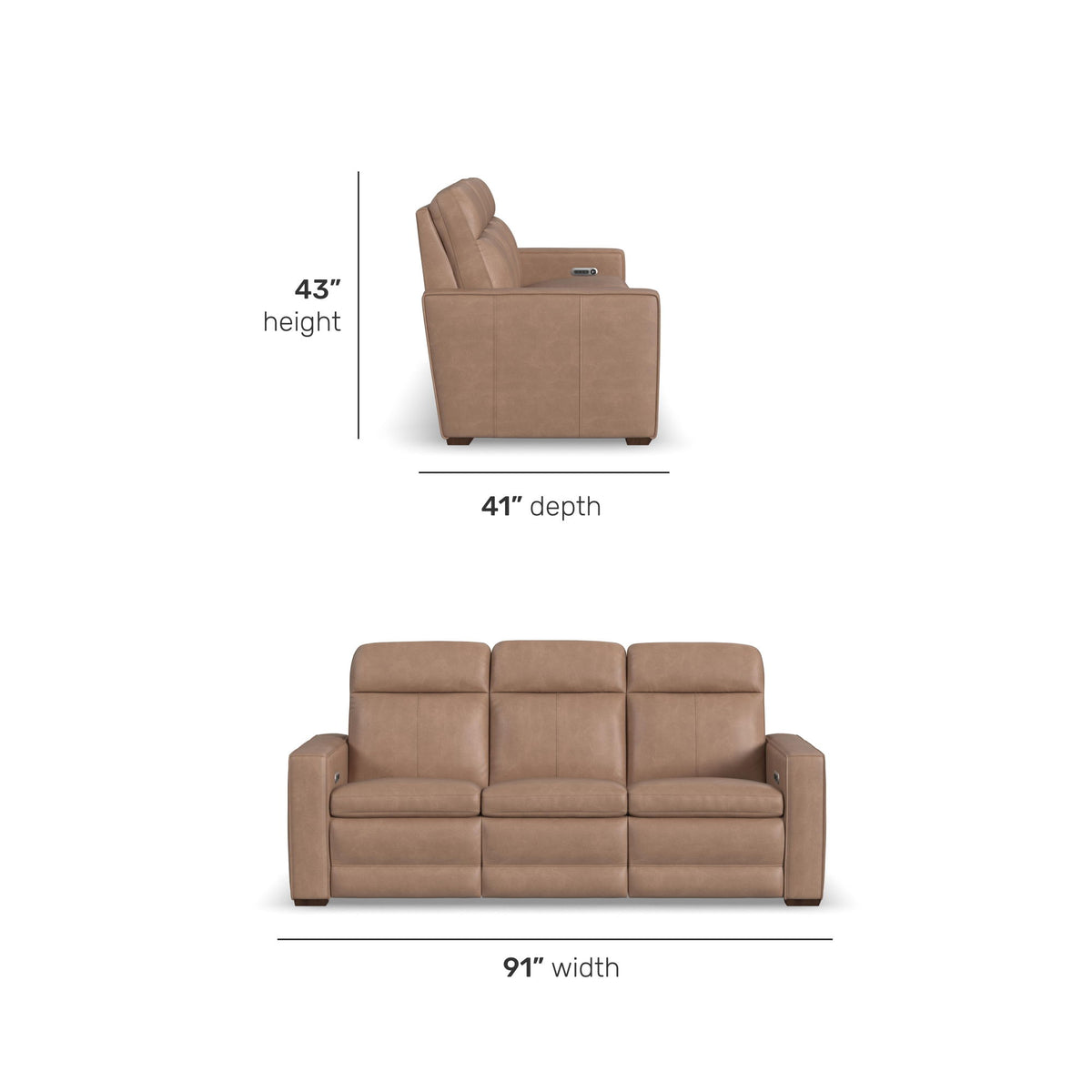 Dutch Power Reclining Sofa With Console, Power Headrest, & Lumbar - Light Brown | Flexsteel
