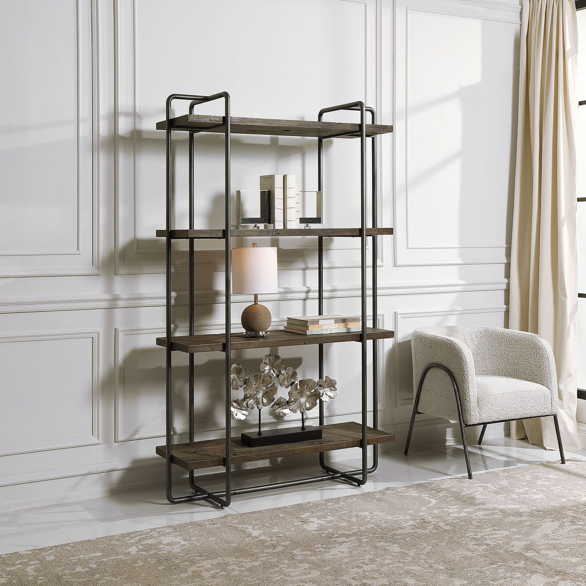 Stilo Urban Industrial Etagere - Dark Brown / Dark Gray by Uttermost - View 2