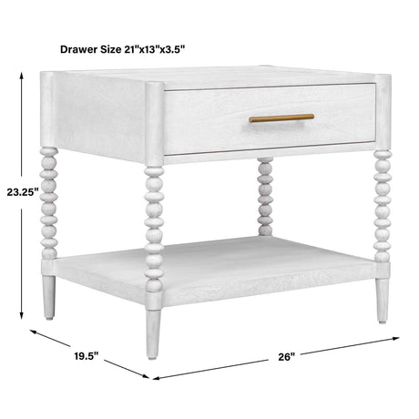 Bales Side Table - White by Uttermost - View 8