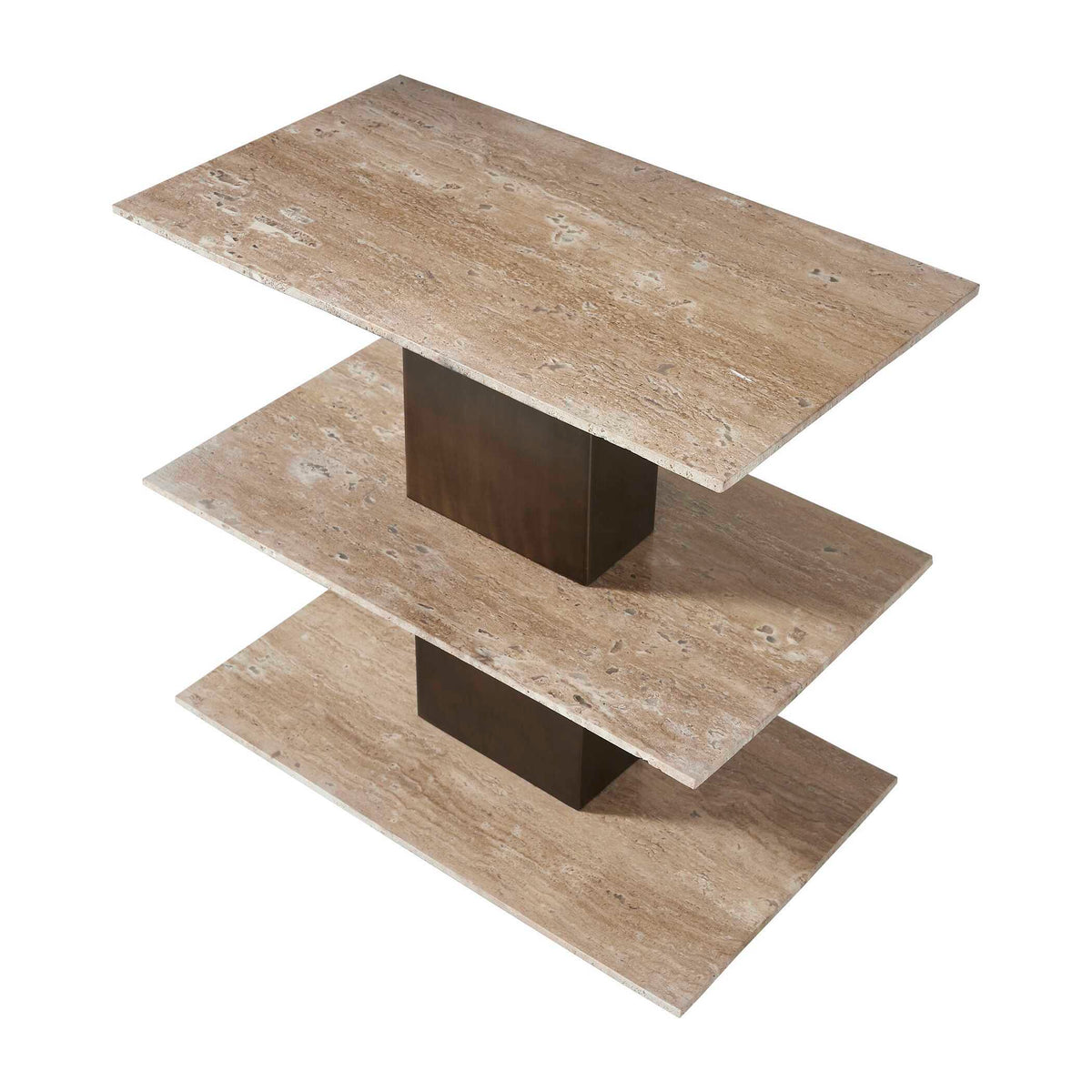 Travertini 3 Tiered Accent Table - Bronze / Beige by Uttermost - View 4