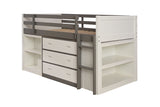 Contemporary Style Twin Bunk Bed Open Shelves Nesting Desk 3 Drawers White And Gray Finish Bedroom Furniture - sold by Home Elegance USA
