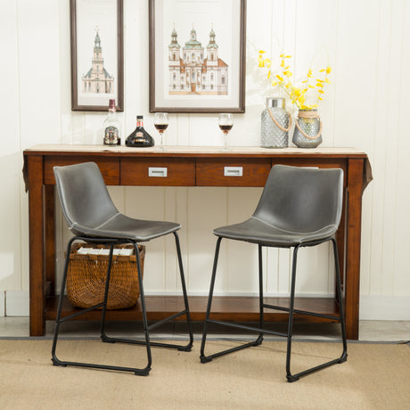 Bronco Antique Wood Finished Counter Height Dining Set: Table and Six Gray Chairs - sold by Home Elegance USA
