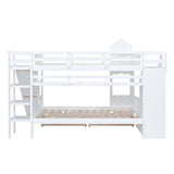 Full-Over-Full Castle Style Bunk Bed with 2 Drawers 3 Shelves and Slide - White(OLD SKU:LT000558AAK-2) - sold by Home Elegance USA