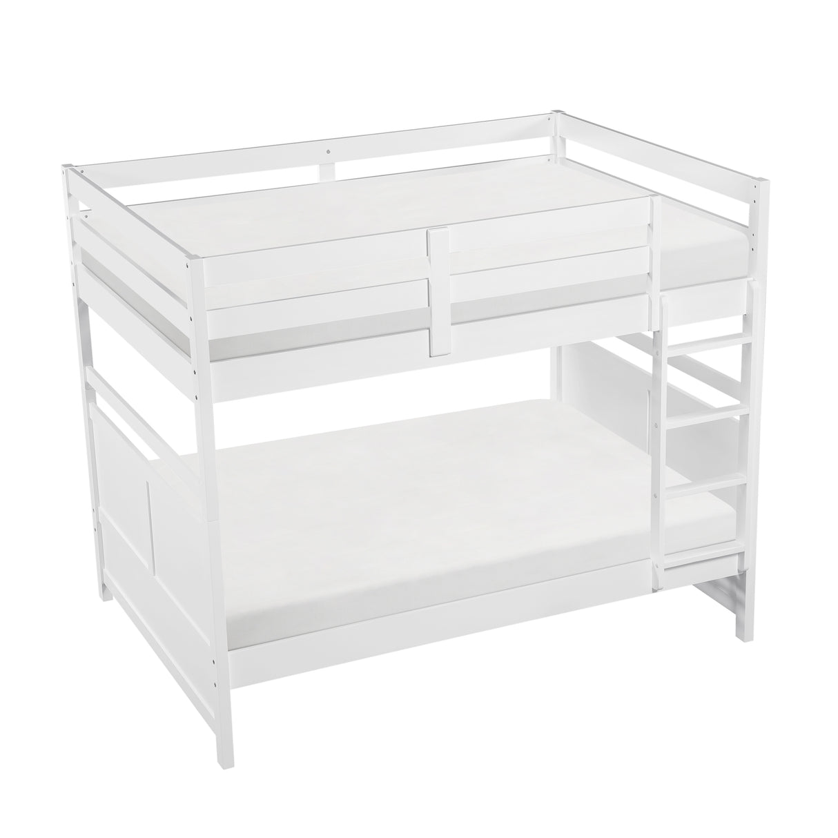 Bunk Bed Full Over Full White Finish Sturdy Wood Frame Guard Rails Youth Bedroom Furniture 1pc - sold by Home Elegance USA