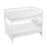Bunk Bed Full Over Full White Finish Sturdy Wood Frame Guard Rails Youth Bedroom Furniture 1pc - sold by Home Elegance USA