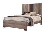 Contemporary Queen Panel LED Light Headboard Bed 1pc Brown Beige Gray Finish Wooden Bedroom Furniture