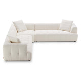 Kaynes Ivory Boucle Corner Sofa with Durable Upholstery and Solid Wood Legs