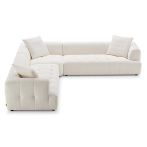 Kaynes Ivory Boucle Corner Sofa with Durable Upholstery and Solid Wood Legs - sold by Home Elegance USA