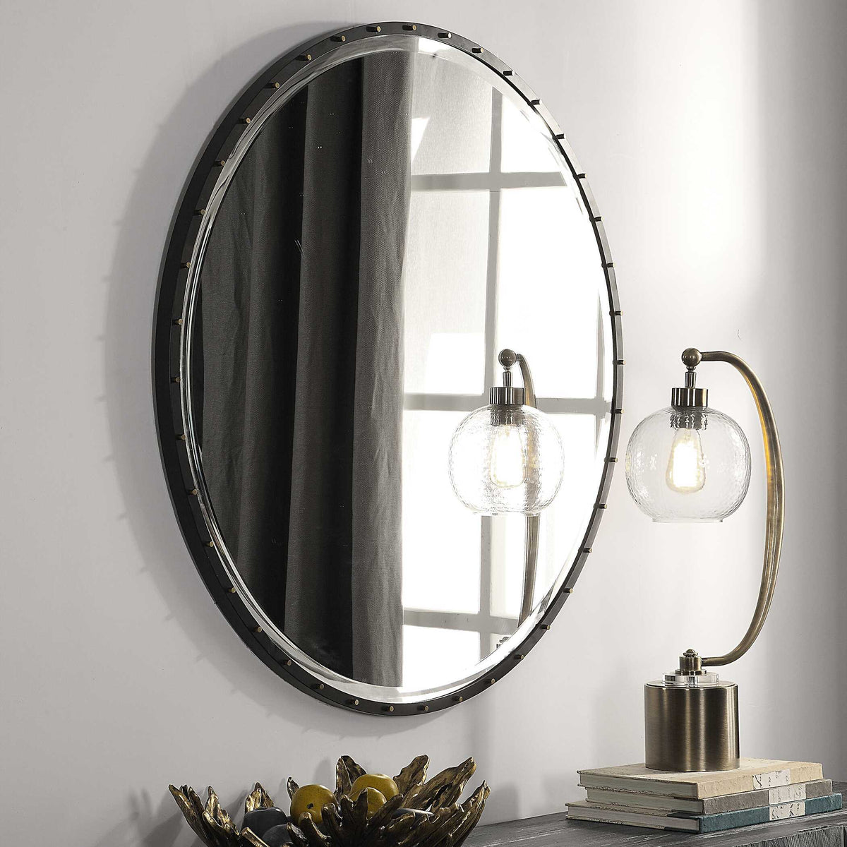 Benedo Round Mirror - Black by Uttermost - View 4