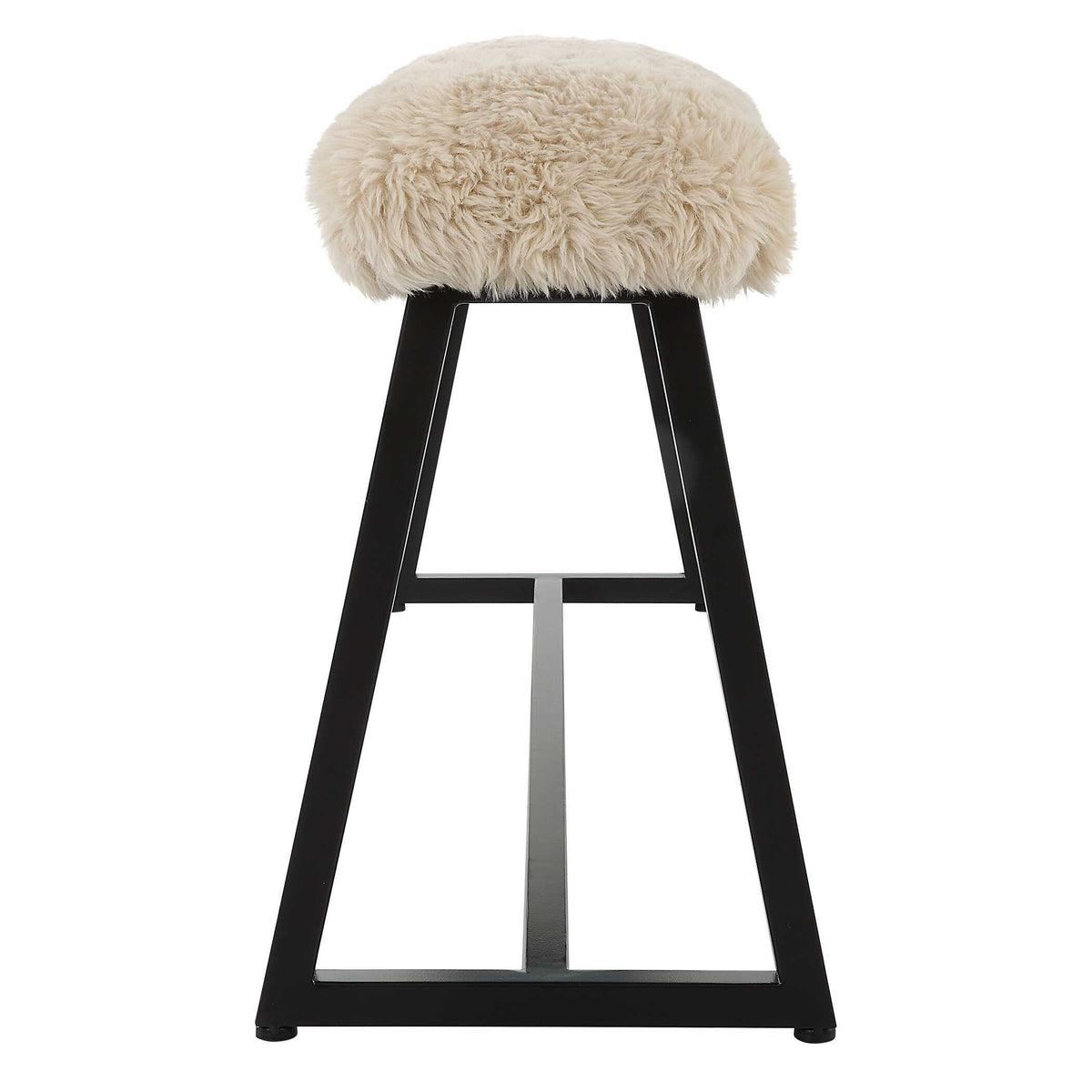 Taupo Sheepskin Bench - Beige / Black by Uttermost - View 5