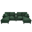 Modern Green U-shaped Sectional Sofa with Corduroy Upholstery, Hidden Storage Ottomans, USB Ports, and Cup Holders, 116.9' - sold by Home Elegance USA