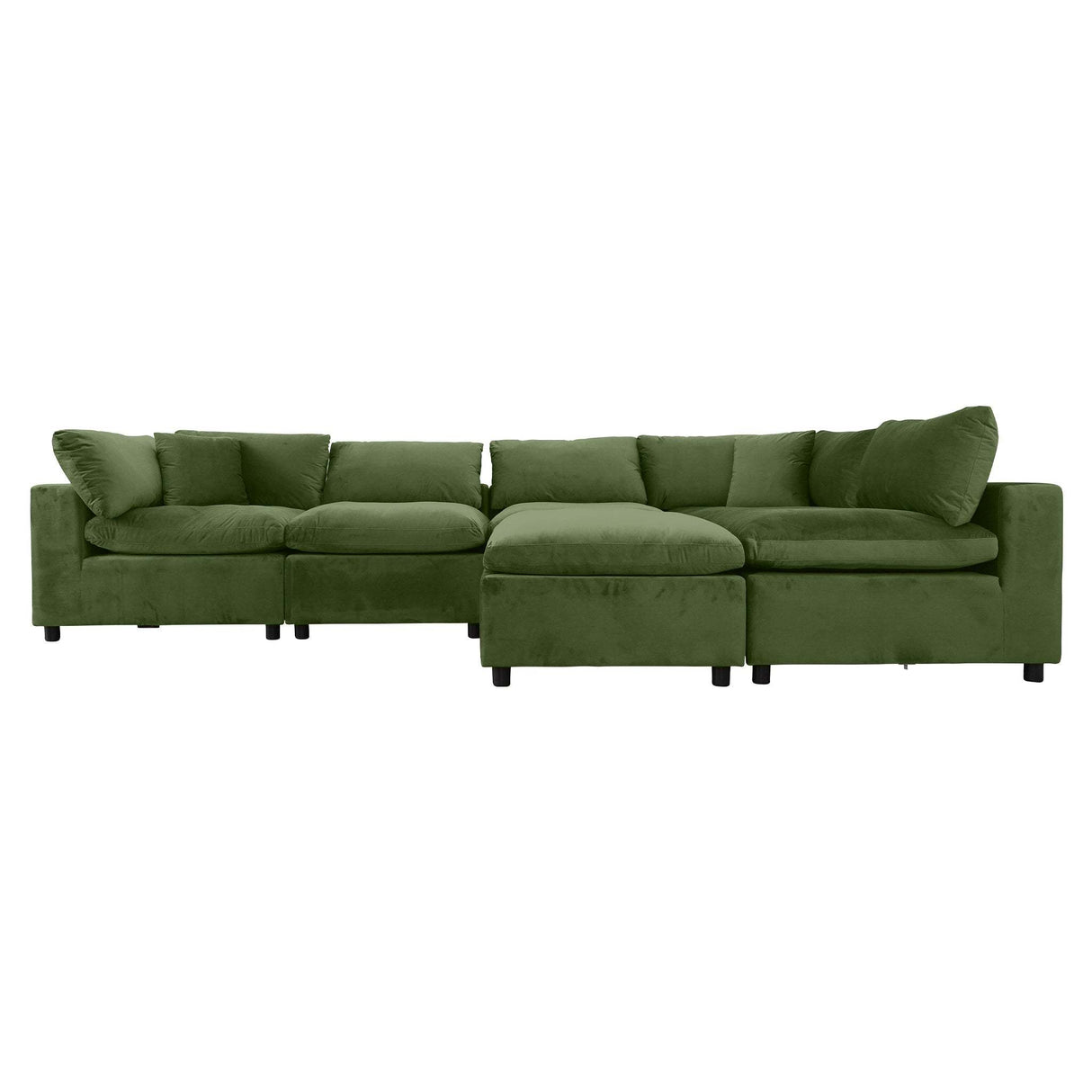 Hayward Olive Green Velvet Modular Sectional Sofa with Foam Cushions and Solid Frame