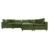Hayward Olive Green Velvet Modular Sectional Sofa with Foam Cushions and Solid Frame