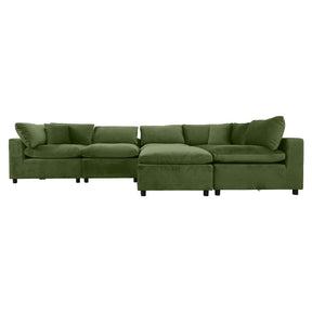 Hayward Olive Green Velvet Modular Sectional Sofa with Foam Cushions and Solid Frame - sold by Home Elegance USA