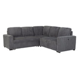 Melody Contemporary Sectional Sofa with Pullout Bed in Grey Fabric