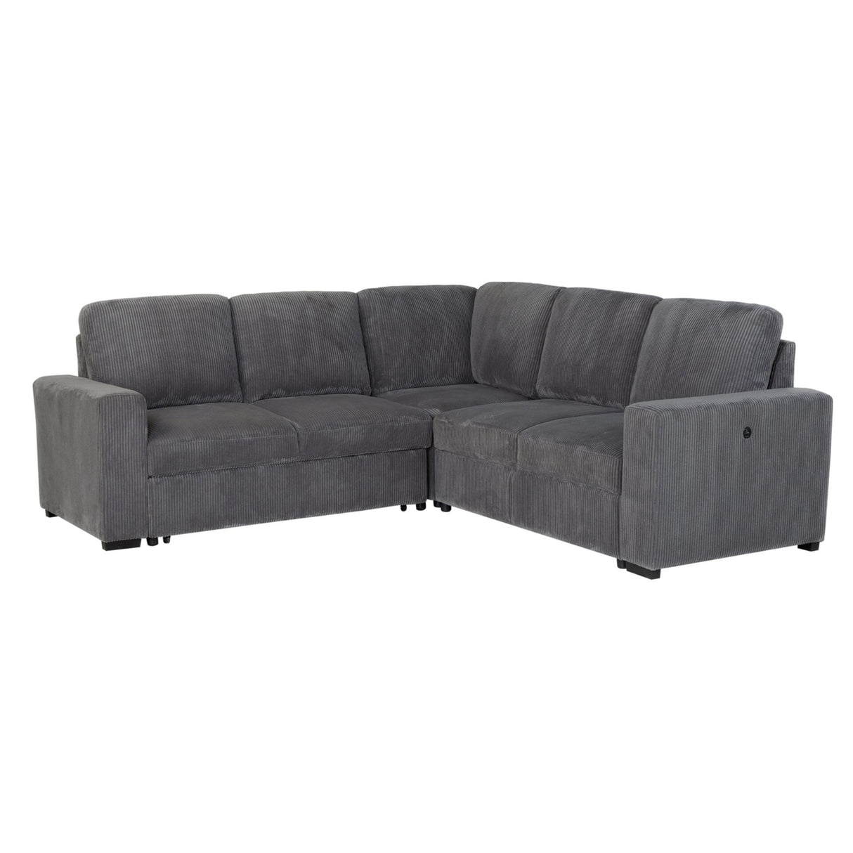Melody Contemporary Sectional Sofa with Plush Cushioning in Grey Fabric