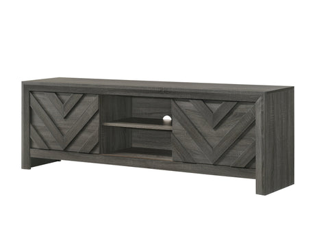 1pc Rustic Geometric Design Contemporary Traditional Interiors Entertainment Console TV Stand Living Room Furniture Grey - sold by Home Elegance USA