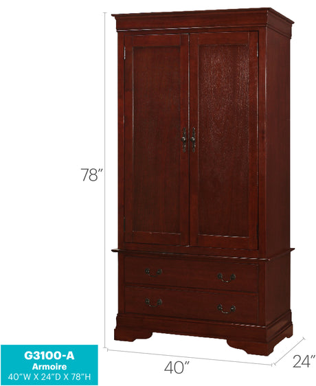 Elegant Cherry Wood Armoire - sold by Home Elegance USA