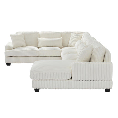Modern Oversized U-shaped Sectional Sofa with Chaise Lounge in Beige Corduroy, 129' - sold by Home Elegance USA