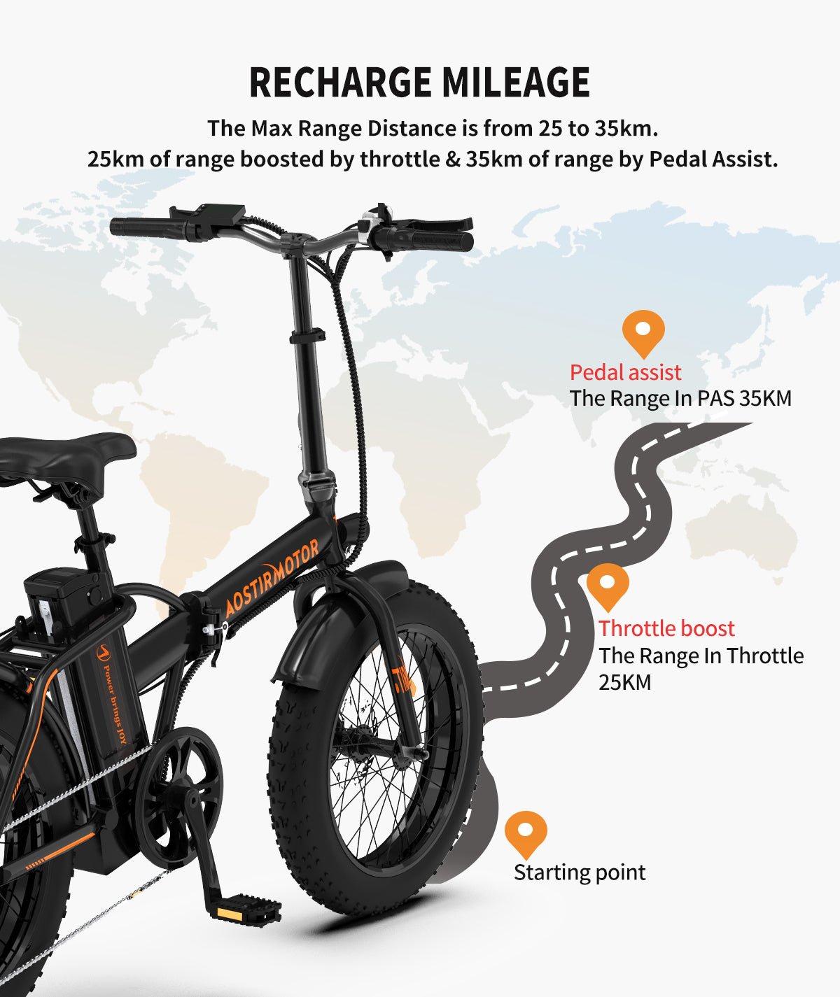 AOSTIRMOTOR Folding Electric Bike Ebike Bicycle 500W Motor 20" Fat Tire With 36V/13Ah Li - Battery Beach Snow Bicycle A20 - 20211221A20B - Home Elegance USA - 3