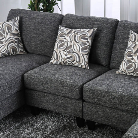 Gray Chenille 5pc Sectional Set Living Room Furniture Pillows Armless Chair Ottoman Chaise Plush Couch Sectionals - sold by Home Elegance USA