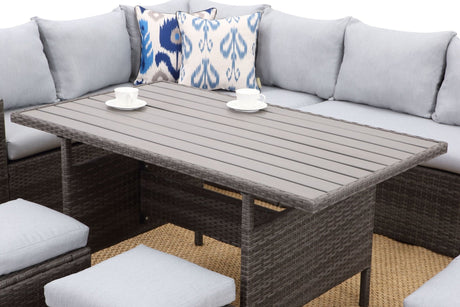 7 - Pieces PE Rattan Wicker Patio Dining Sectional Cusions Sofa Set with Grey cushions - B082S00024 - image - 11