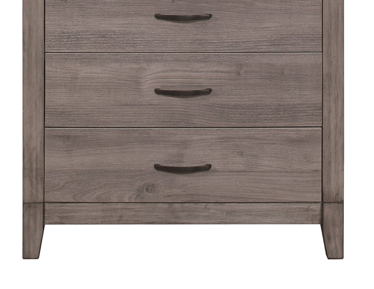 Brownish Gray Finish 1pc Bedroom Chest of 5 Drawers Melamine Laminate Dark Metal Hardware Corner Rivets - B01152308 - Home Elegance USA - 5