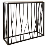 Reed Travertine Console Table Black & Light Brown - Black / Light Brown by Uttermost - View 3