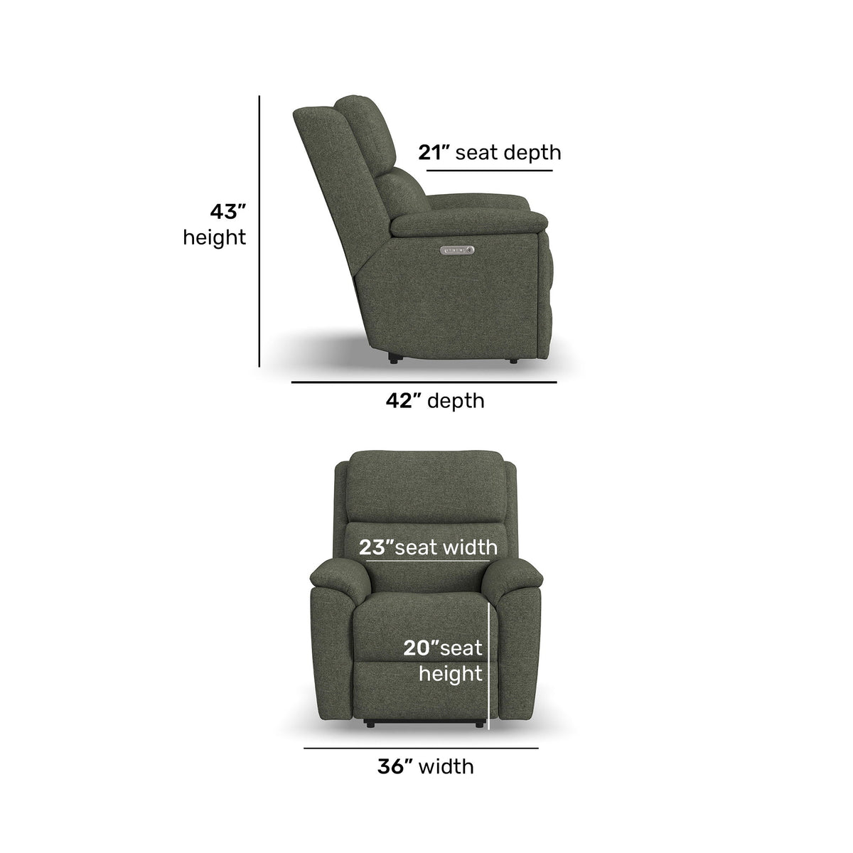 Porter Transitional Power Recliner With Power Headrest & Lumbar | Flexsteel