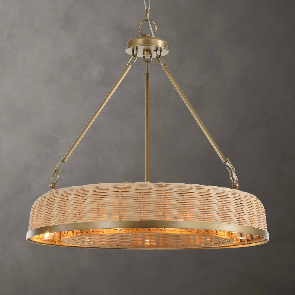 Ladakh 9 Light Round Wicker Pendant - Gold by Uttermost - View 2