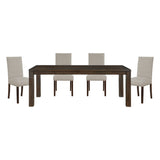 Classic 5pc Dining Set Dark Brown Finish Table and 4x Side Chairs Comfort Upholstery Taupe Dining Kitchen Furniture