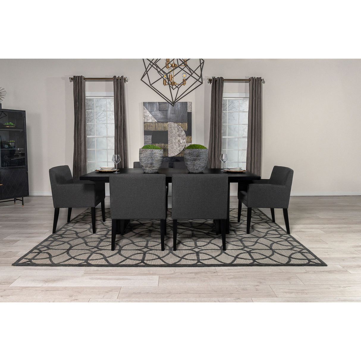 Houston Charcoal Grey and Black 7-piece Dining Set