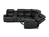 Home Theater Seating Manual Recliner with Cup Holder, Hide-Away Storage PU Reclining Sofa for Living Room, Home Theater, Black - Home Elegance USA