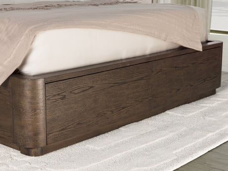 Athens Queen Upholstered Storage Bed - Brown / Milk | Flexsteel