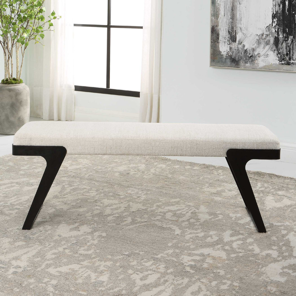Hover Modern Bench - White by Uttermost - View 3