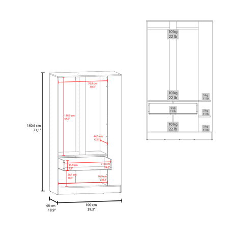 Armoire 71.1' H, 3 Doors, 1 Drawer, Black Wengue - Bedroom - sold by Home Elegance USA