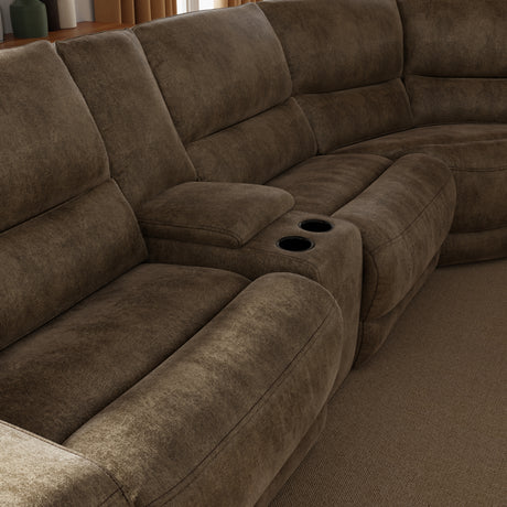 6-Piece Performance Fabric Power Reclining Sectional in Texas Slate - sold by Home Elegance USA