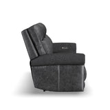 Alexander Power Reclining Sofa With Console, Power Headrest & Lumbar - Weathered Stone Gray | Flexsteel