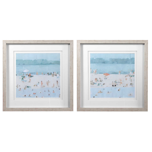 Sea Glass Sandbar Framed Prints (Set of 2) - Light Blue by Uttermost - View 1